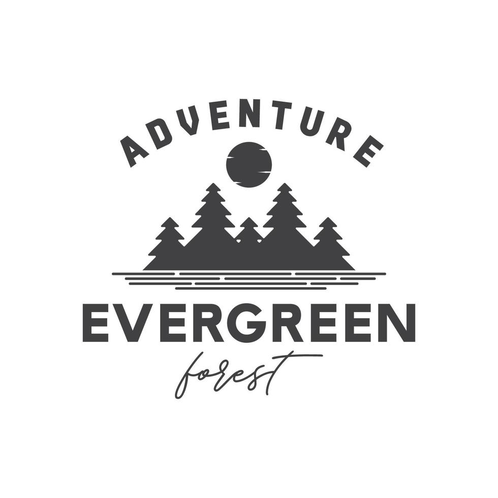 inspiration de modèle de conception de logo de forêt à feuilles persistantes d'aventure vecteur