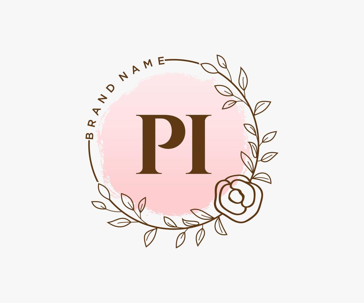 logo féminin pi initial. utilisable pour les logos nature, salon, spa, cosmétique et beauté. élément de modèle de conception de logo vectoriel plat.