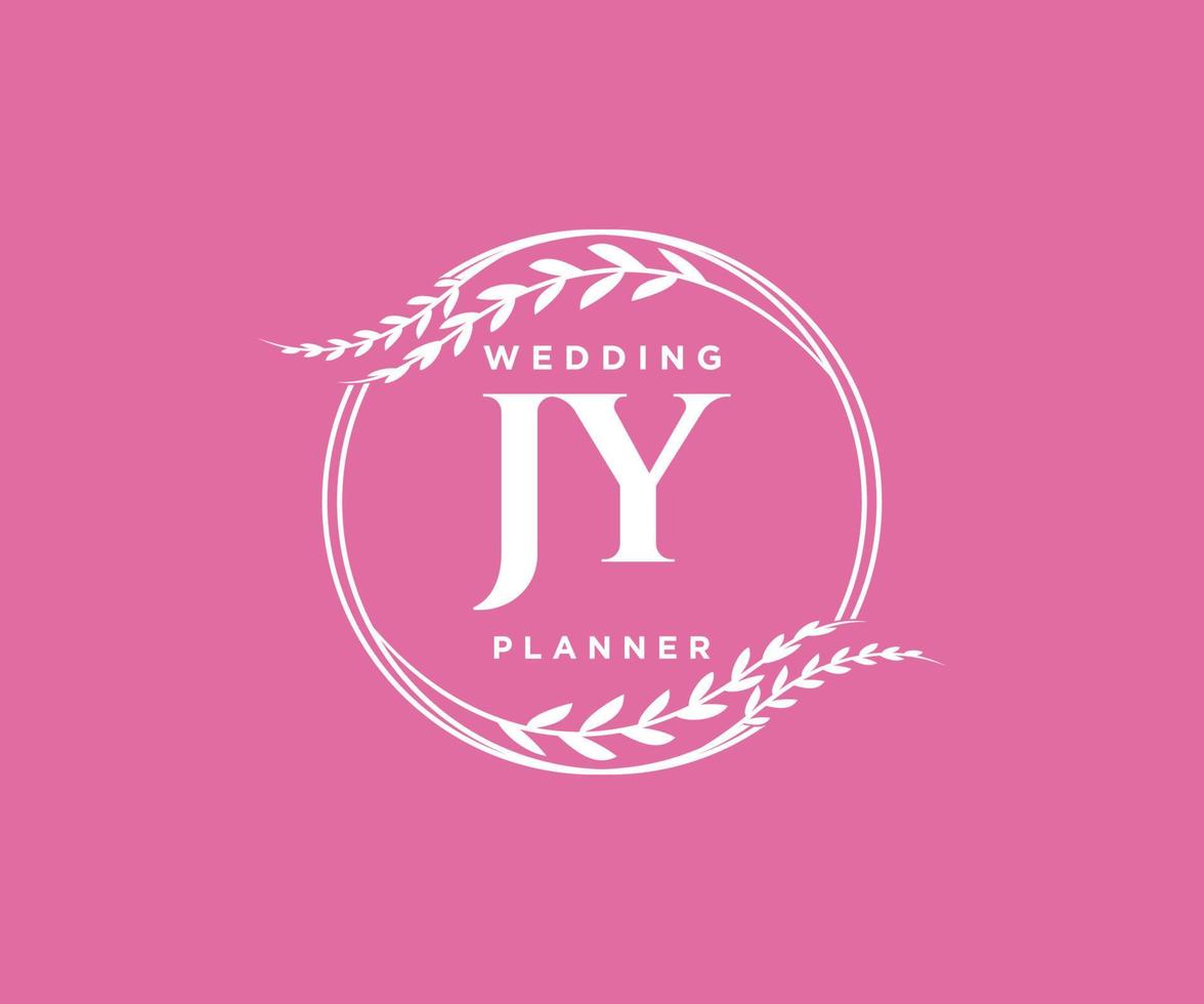 jy initiales lettre collection de logos de monogramme de mariage, modèles minimalistes et floraux modernes dessinés à la main pour cartes d'invitation, réservez la date, identité élégante pour restaurant, boutique, café en image vectorielle vecteur