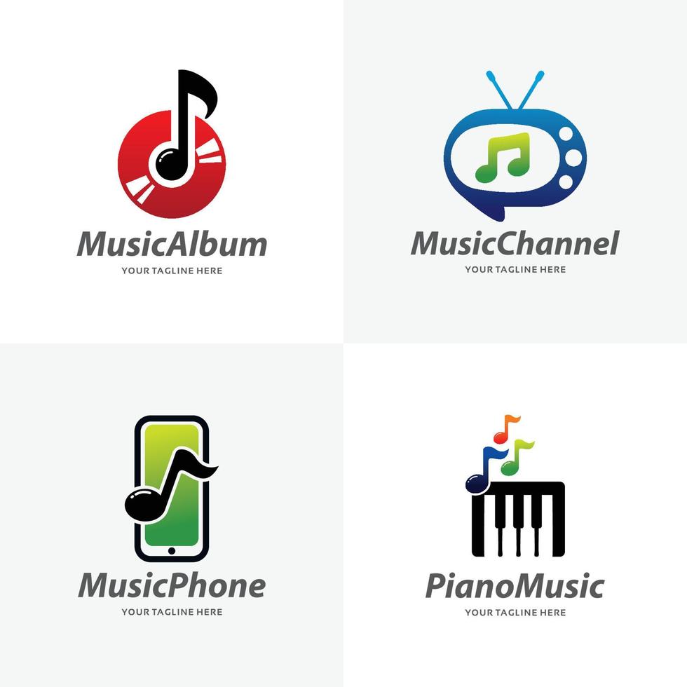 ensemble de modèles de conception de logo de note de musique vecteur