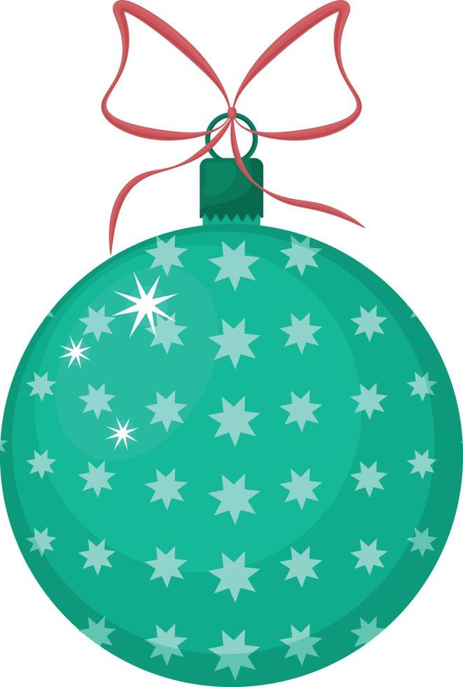 une boule avec un jouet de sapin de noël. un jouet pour décorer un sapin de noël sous la forme d'une boule verte avec des étoiles. accessoire de noël, illustration vectorielle isolée sur fond blanc vecteur