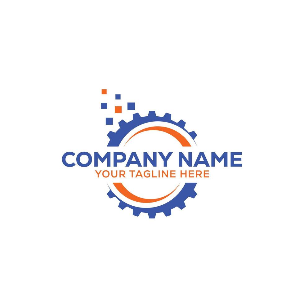 illustration vectorielle d'icône de logo de technologie d'ingénierie pour la marque, l'entreprise, le garage, etc. couleur bleu et orange. vecteur