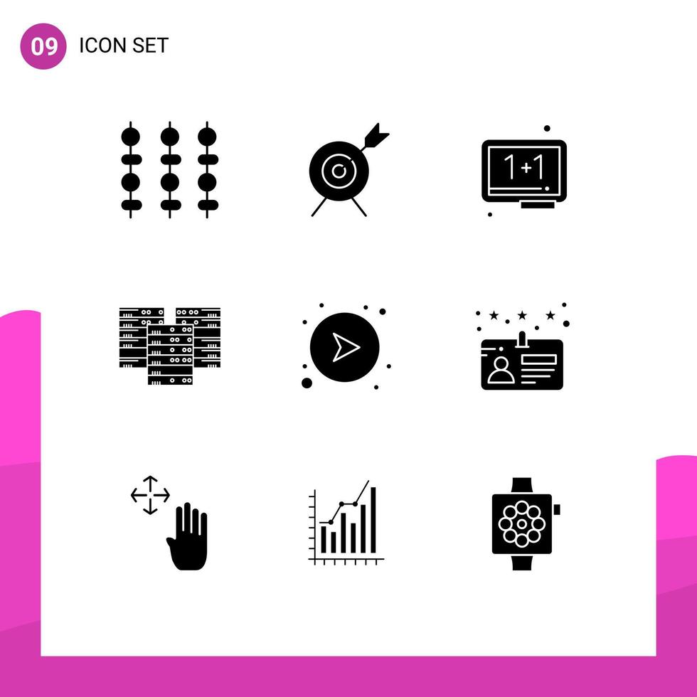 9 icônes créatives signes et symboles modernes de flèches base de données éducation centre de données éléments de conception vectoriels modifiables vecteur