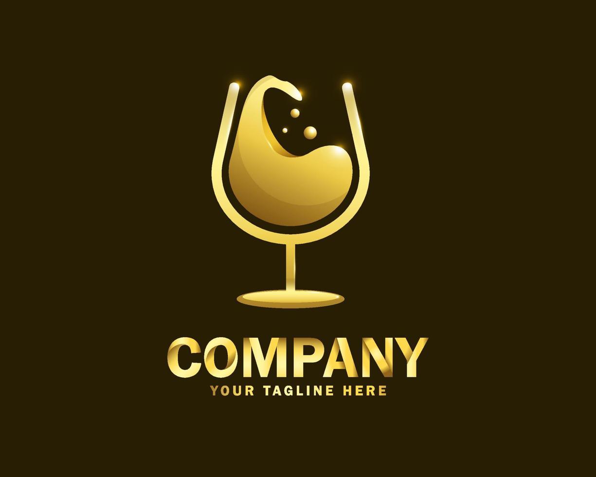 modèle de conception de logo de vin d'or de luxe vecteur