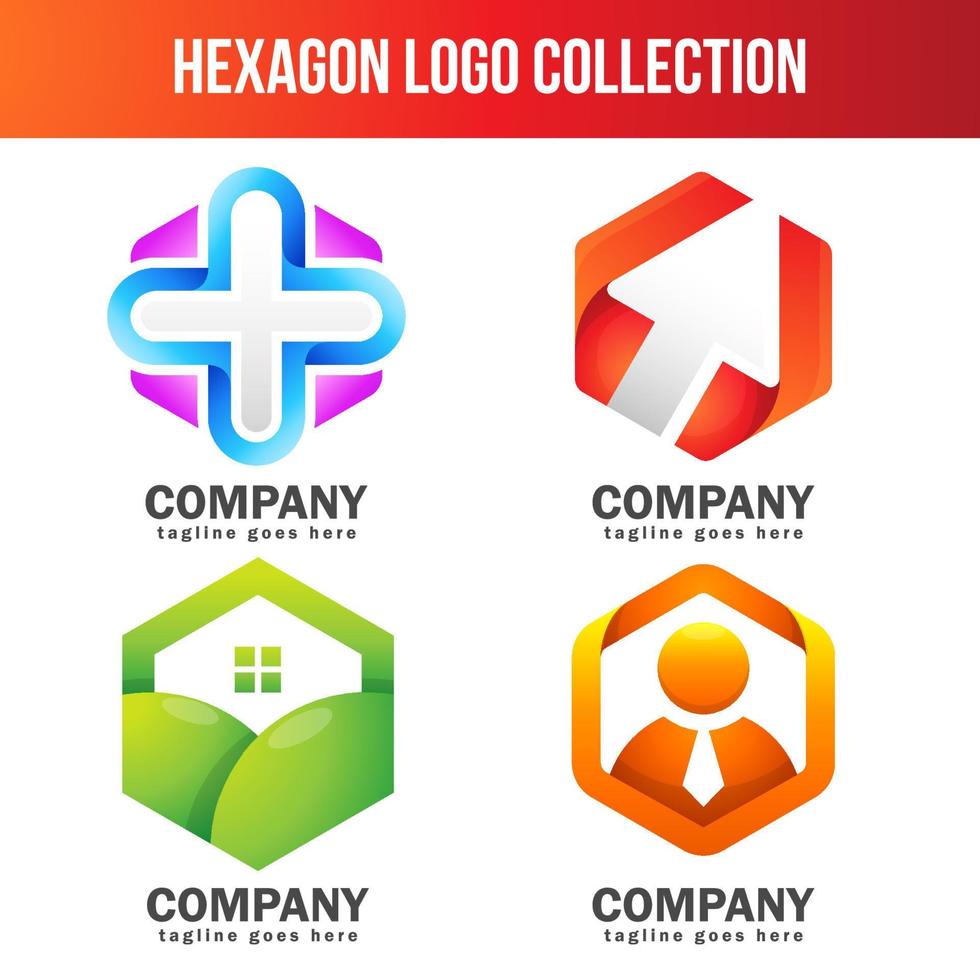 collection de modèle de logo abstrait hexagone vecteur