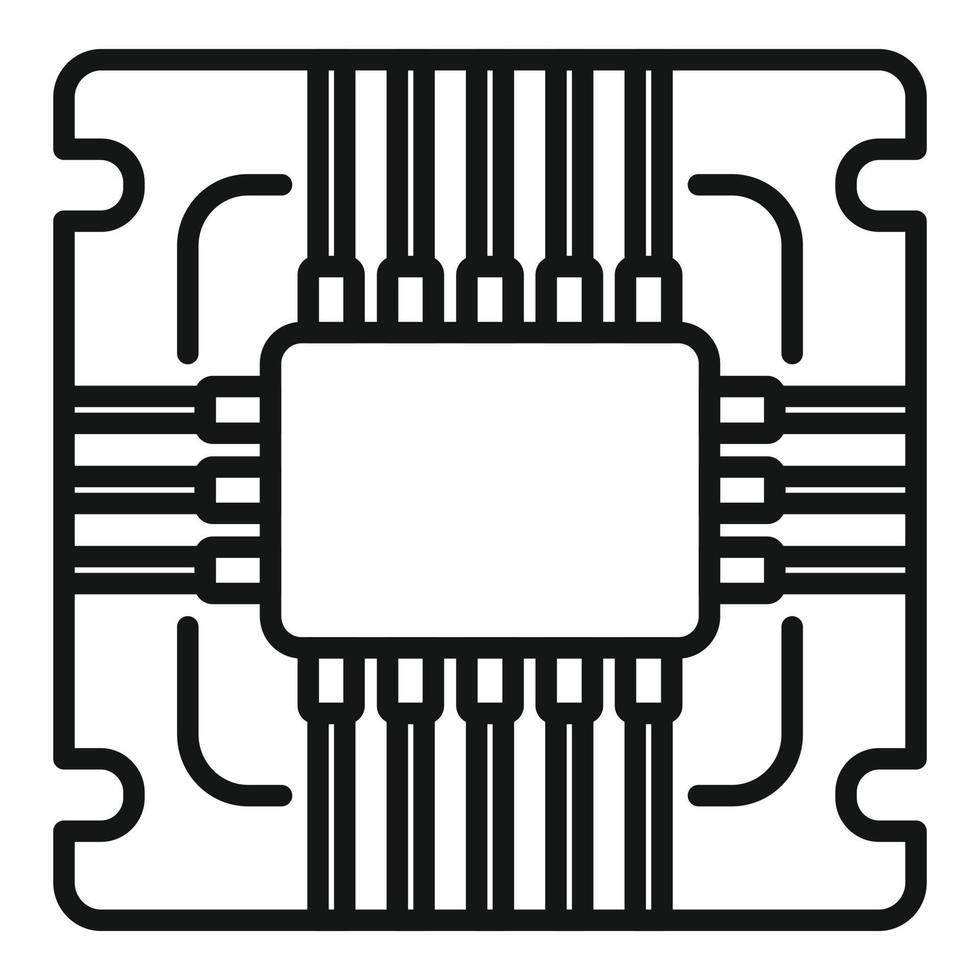 vecteur de contour d'icône de processeur matériel. circuit à puce