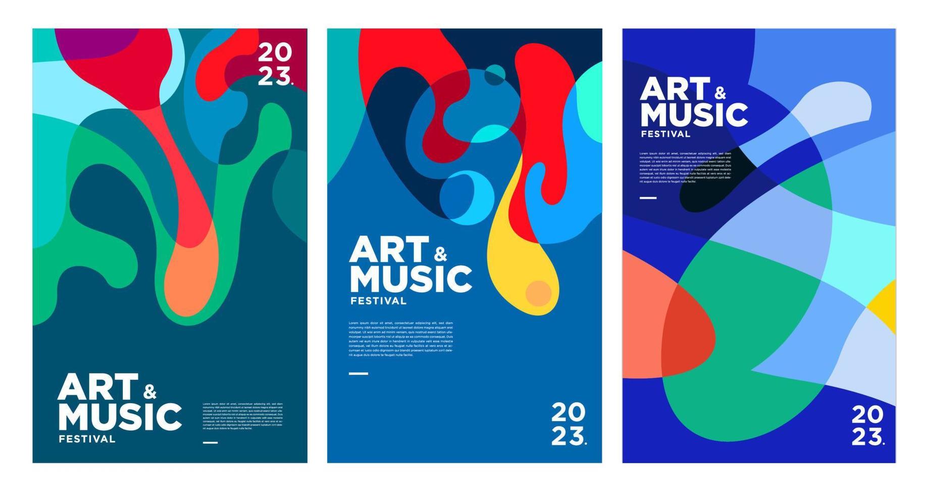 affiche et modèle de couverture du festival d'art et de musique coloré d'été 2023 vecteur