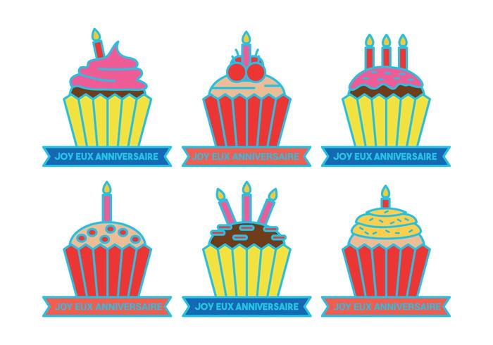 Anniversaire cupcake celebration vectors
