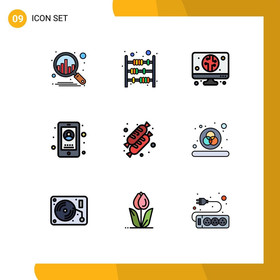ensemble de 9 symboles d'icônes d'interface utilisateur modernes signes pour la nourriture pain utilisateur numérique mobile éléments de conception vectoriels modifiables vecteur
