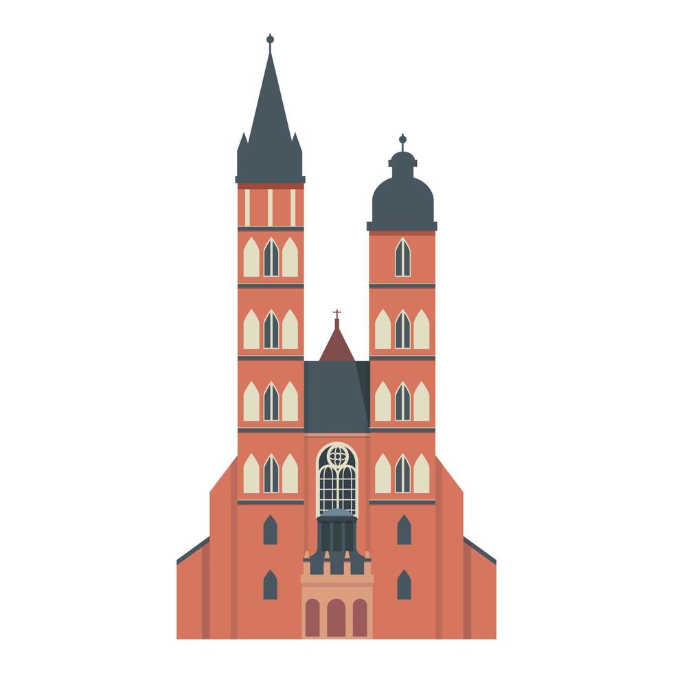 vecteur de dessin animé d'icône d'église polonaise. voyage en pologne