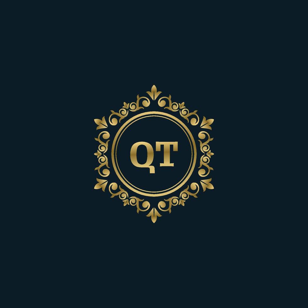 logo lettre qt avec modèle or de luxe. modèle vectoriel de logo d'élégance.