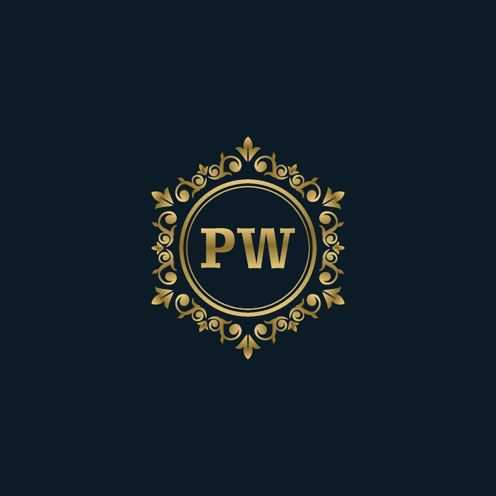 logo lettre pw avec modèle or de luxe. modèle vectoriel de logo d'élégance.