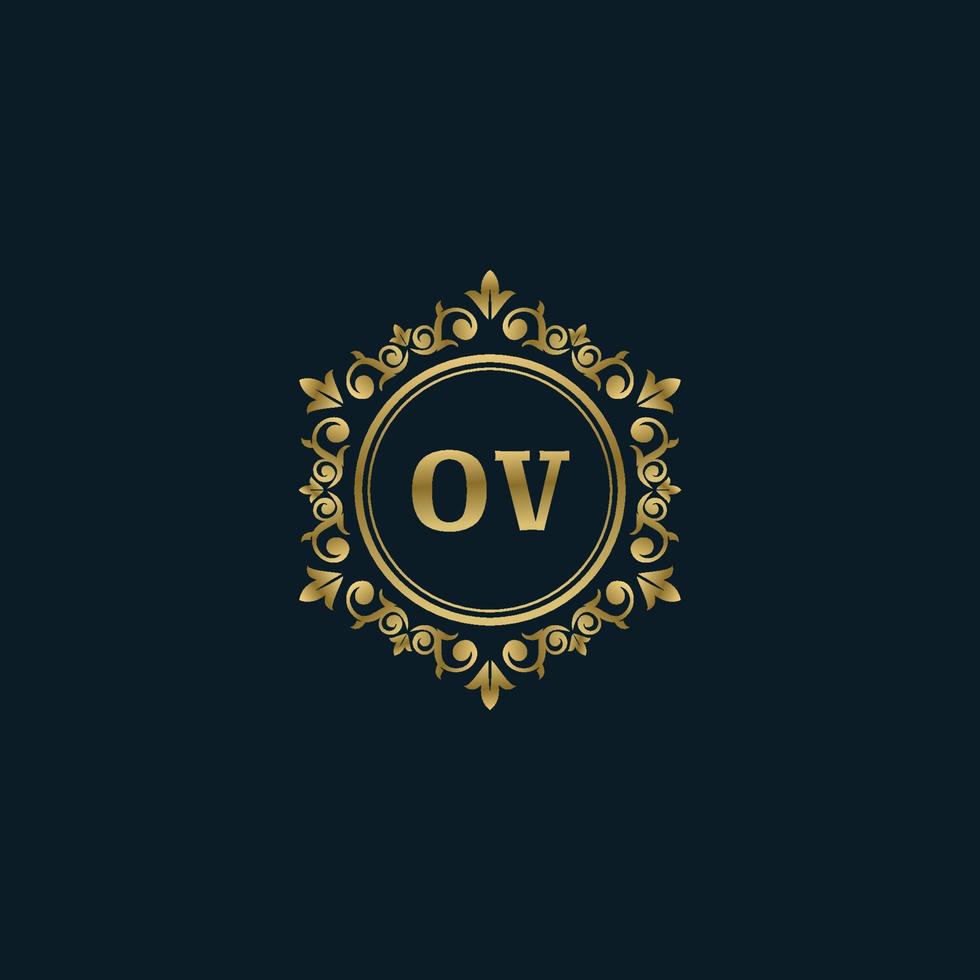 logo lettre ov avec modèle or de luxe. modèle vectoriel de logo d'élégance.