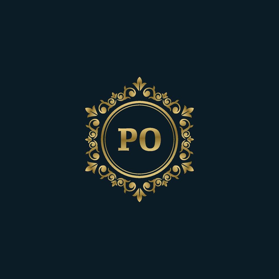 logo lettre po avec modèle or de luxe. modèle vectoriel de logo d'élégance.