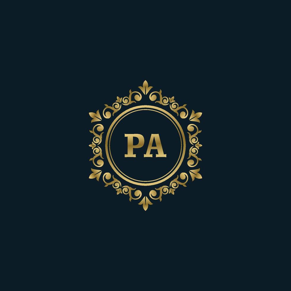 logo lettre pa avec modèle or de luxe. modèle vectoriel de logo d'élégance.