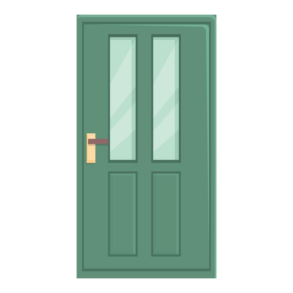 vecteur de dessin animé d'icône de porte en bois vert. extérieur de la maison