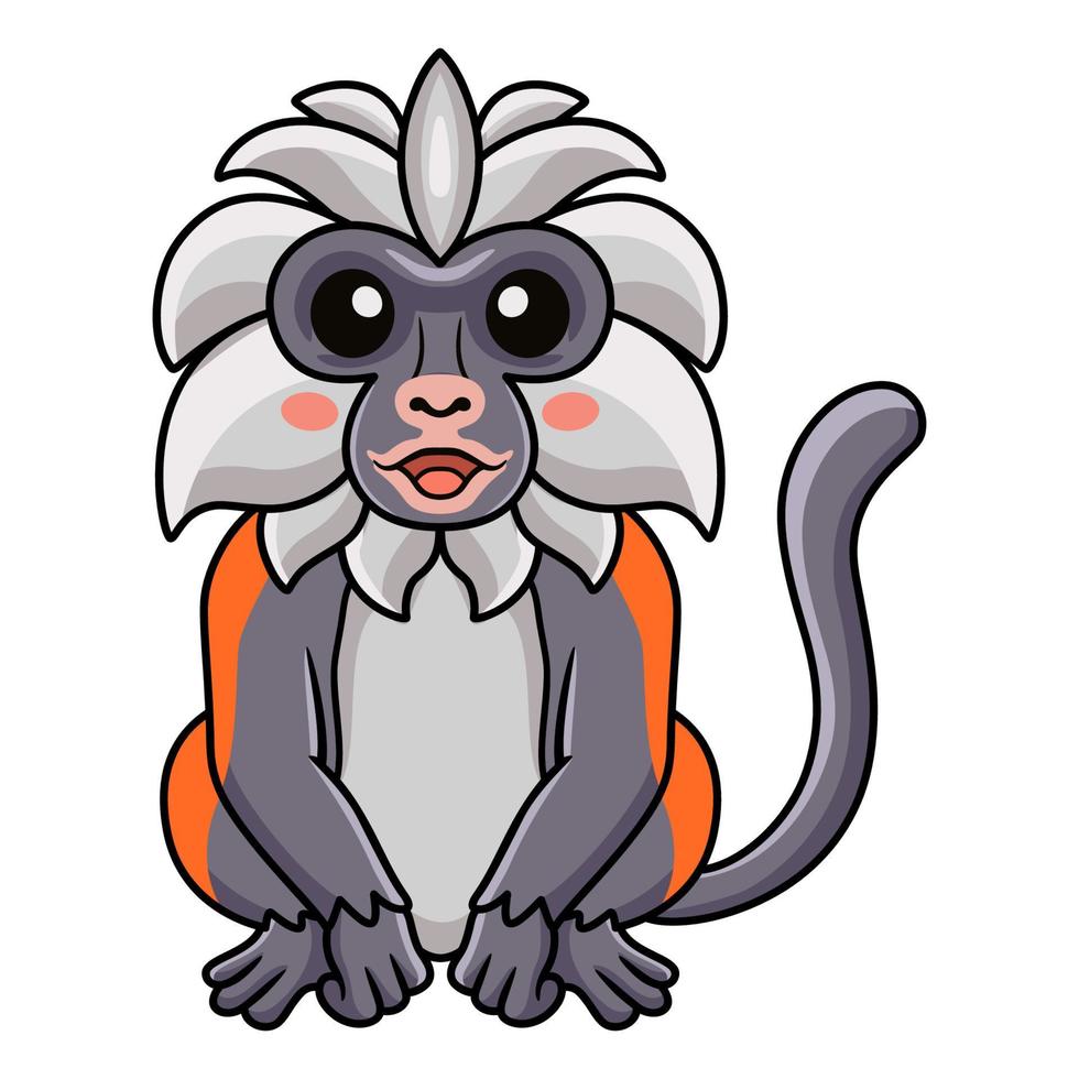 dessin animé mignon singe colobe rouge de zanzibar assis vecteur