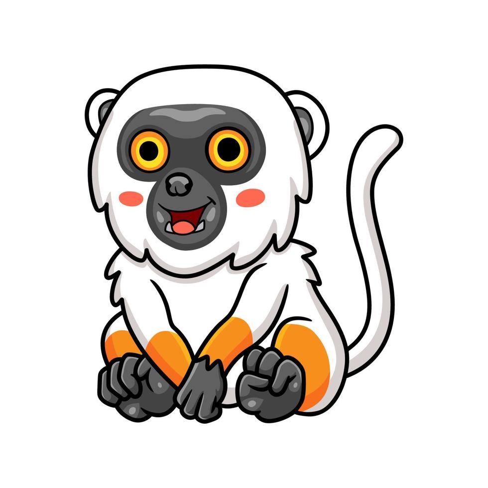 dessin animé mignon singe lémurien sifaka assis vecteur