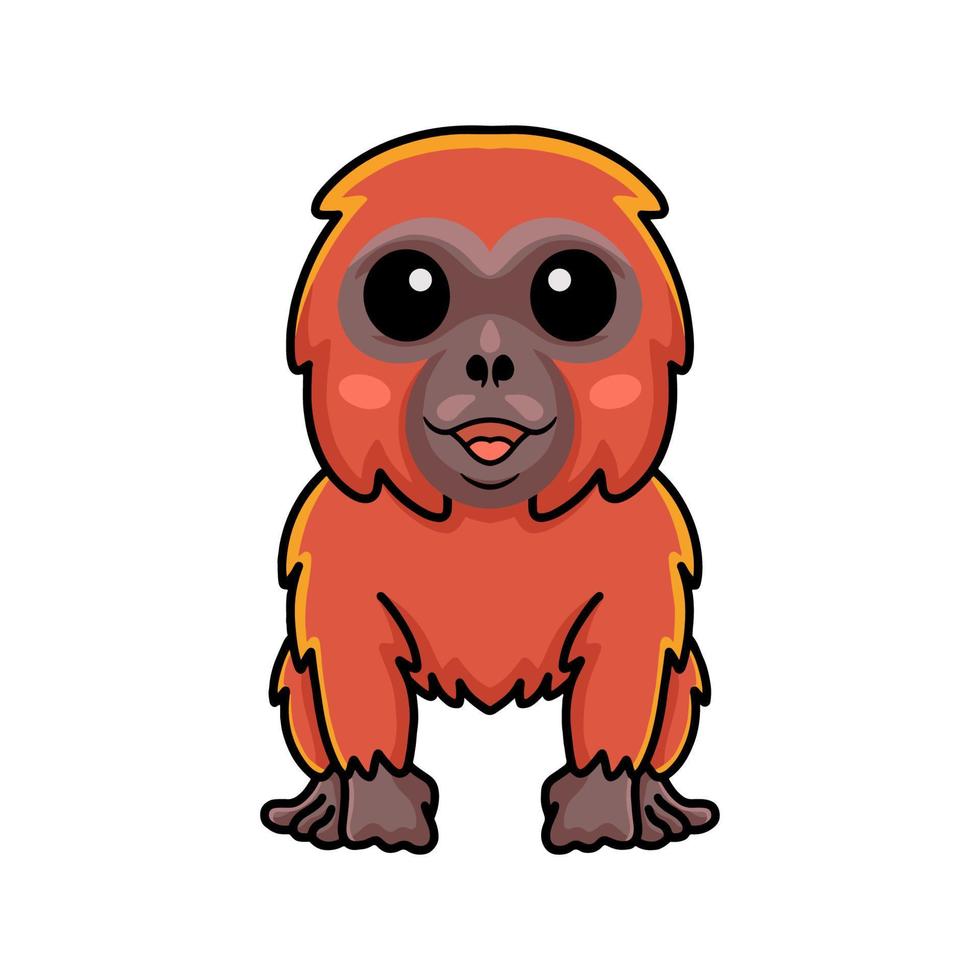 mignon petit dessin animé orang-outan assis vecteur