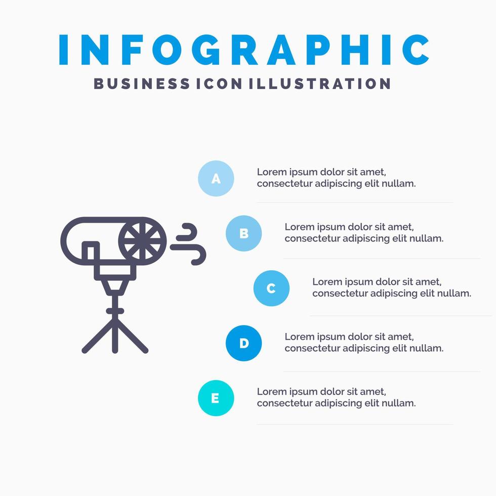 effets photo icône de ligne spéciale photographique avec 5 étapes présentation infographie fond vecteur