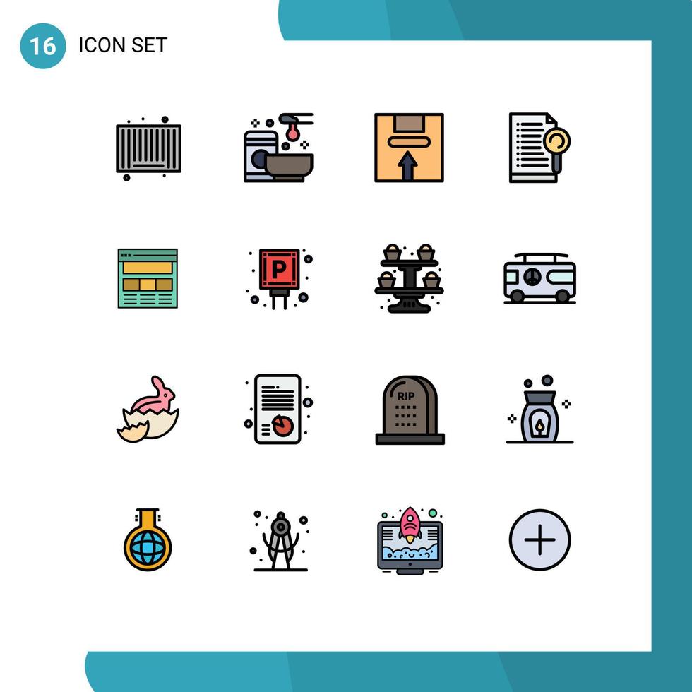 ensemble moderne de 16 lignes remplies de couleurs plates pictogramme d'éléments de conception vectoriels créatifs modifiables de logistique de document web de fichier serveur vecteur