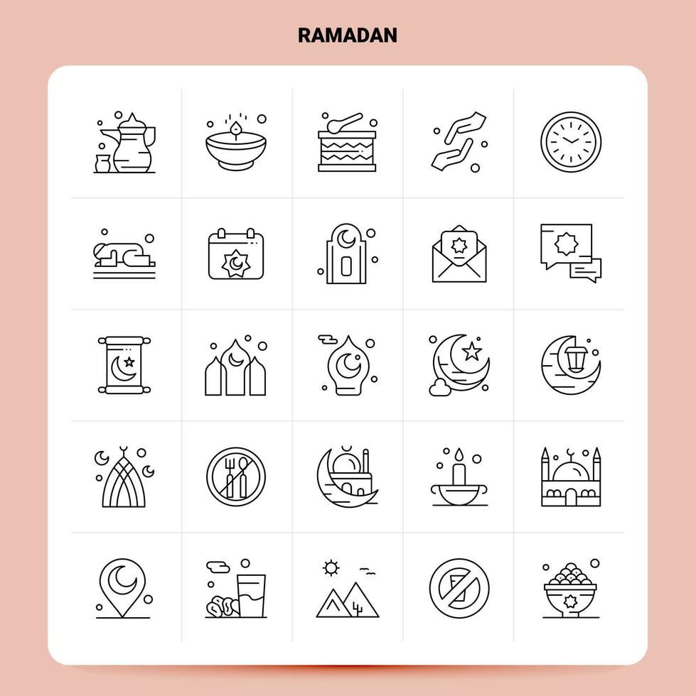 contour 25 ramadan icon set vector line style design black icons set pictogramme linéaire pack web et mobile business ideas design vector illustration