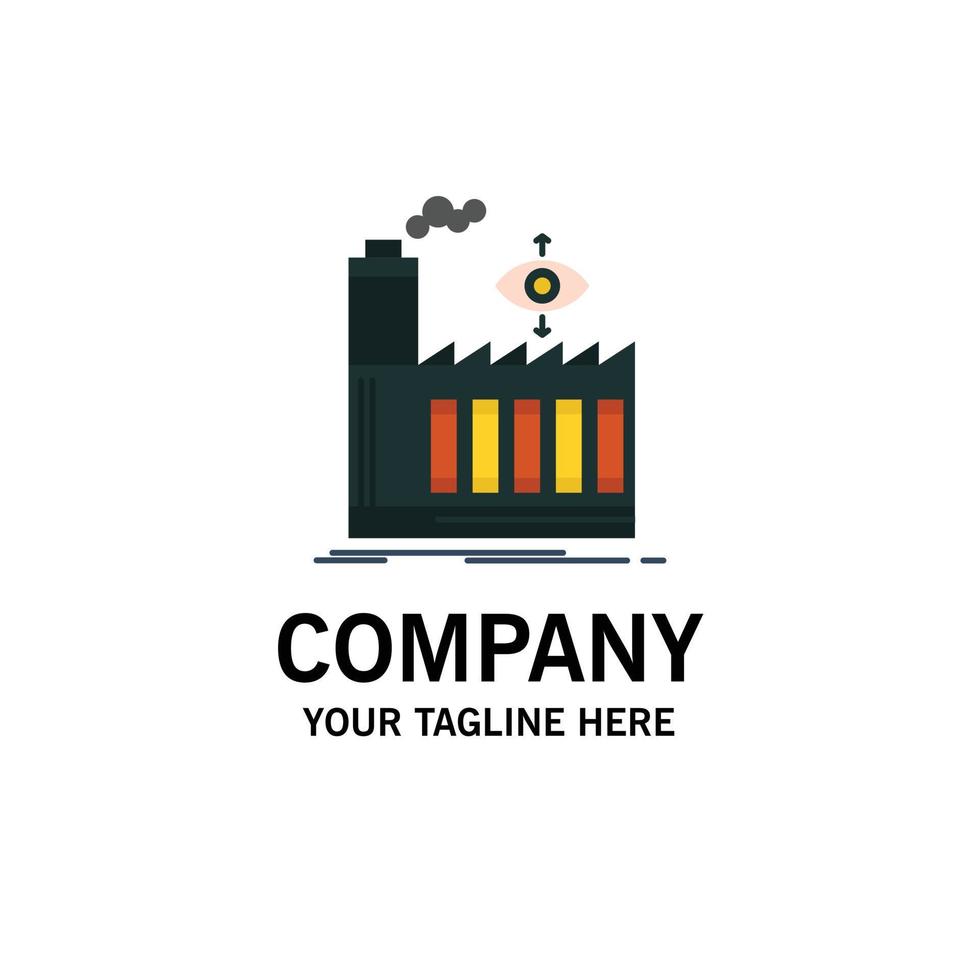 modèle de logo d'entreprise de fumée d'usine de moulin couleur plate vecteur