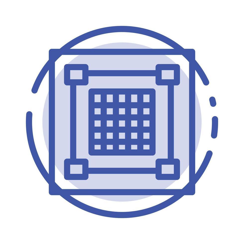 icône de ligne de ligne pointillée bleue de grille graphique de concepteur de conception créative vecteur