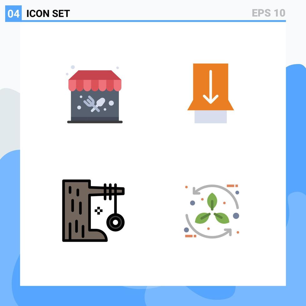 4 icônes créatives signes et symboles modernes de stand de nourriture swing geste vacances bio éléments de conception vectoriels modifiables vecteur