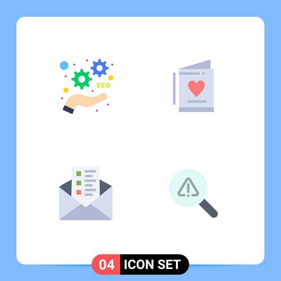 ensemble de 4 symboles d'icônes d'interface utilisateur modernes signes pour le courrier de développement optimiser l'amour trouver des éléments de conception vectoriels modifiables vecteur