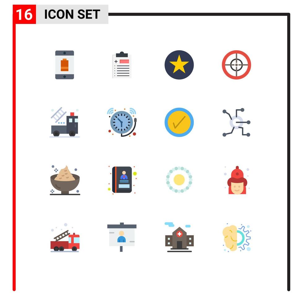 groupe de 16 signes et symboles de couleurs plates pour le dessin pack modifiable d'éléments de conception vectoriels créatifs de l'armée militaire de médecine automobile vecteur