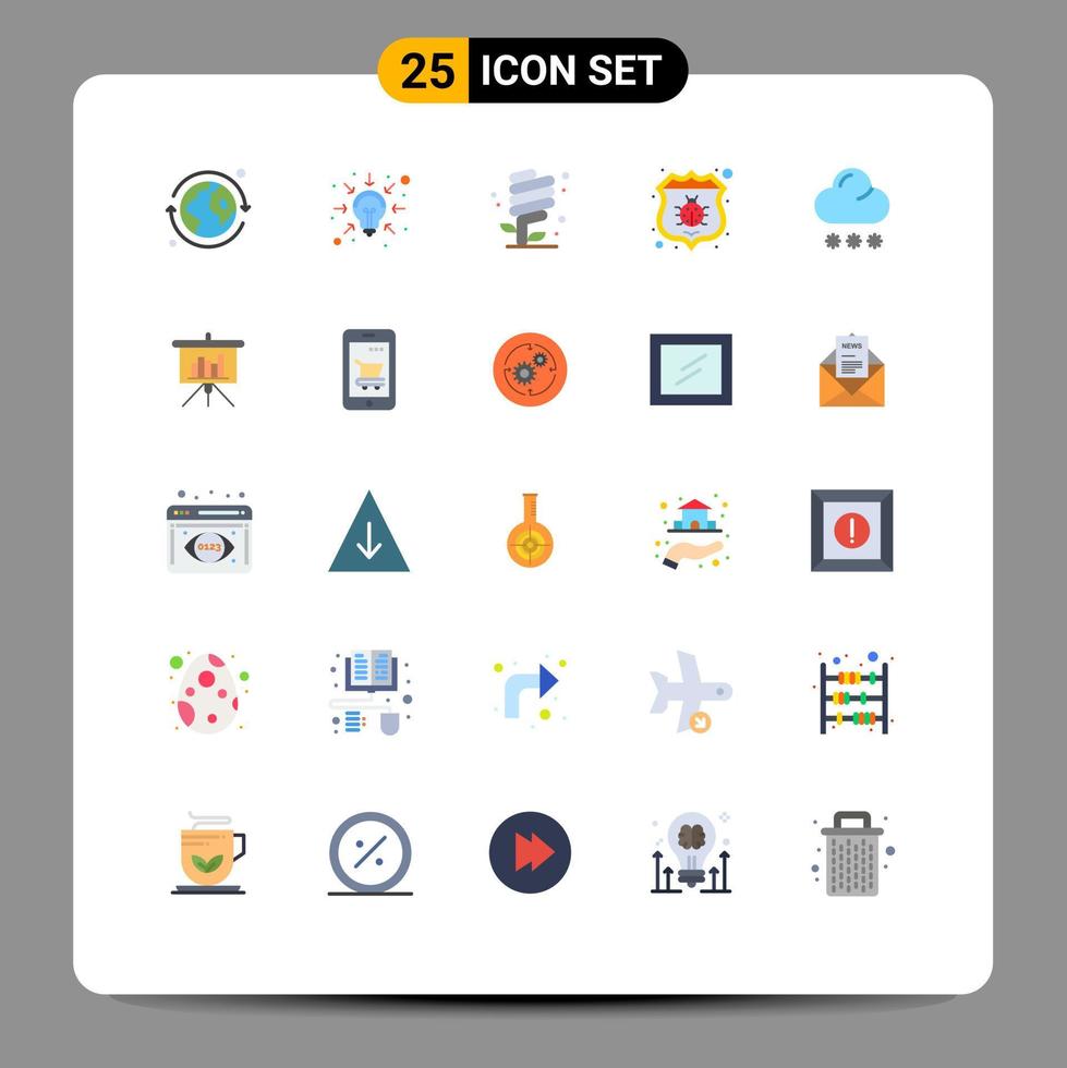 symboles d'icônes universelles groupe de 25 couleurs plates modernes d'écologie de sécurité prévisionnelle protéger les éléments de conception vectoriels modifiables antivirus vecteur