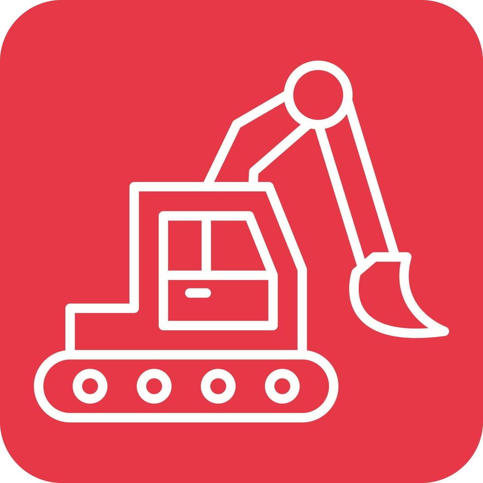 ligne d'excavatrice icônes d'arrière-plan de coin rond vecteur