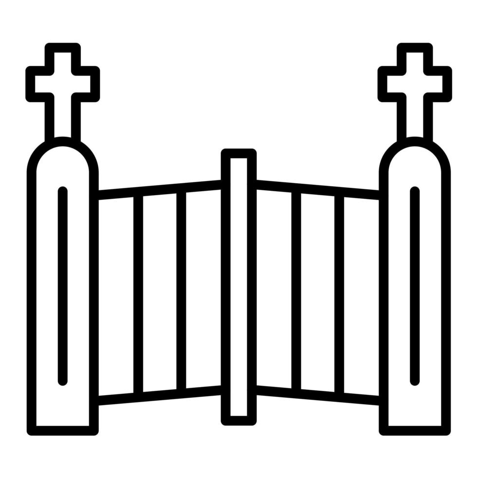 icône de ligne de porte de cimetière vecteur