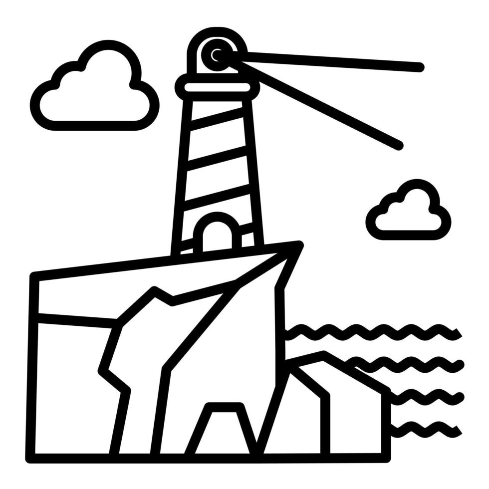 icône de ligne de paysage de phare vecteur