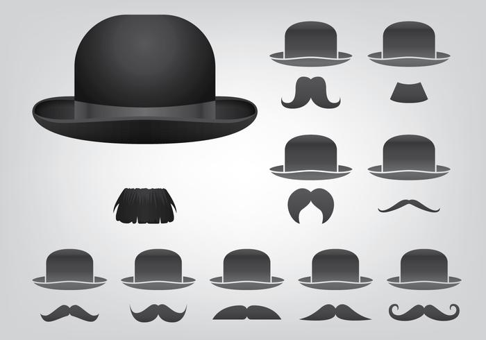 Icônes de chapeau et de moustache vecteur