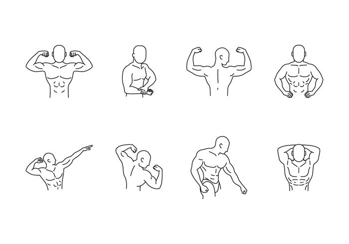 Bodybuilding Pose Icon set vecteur