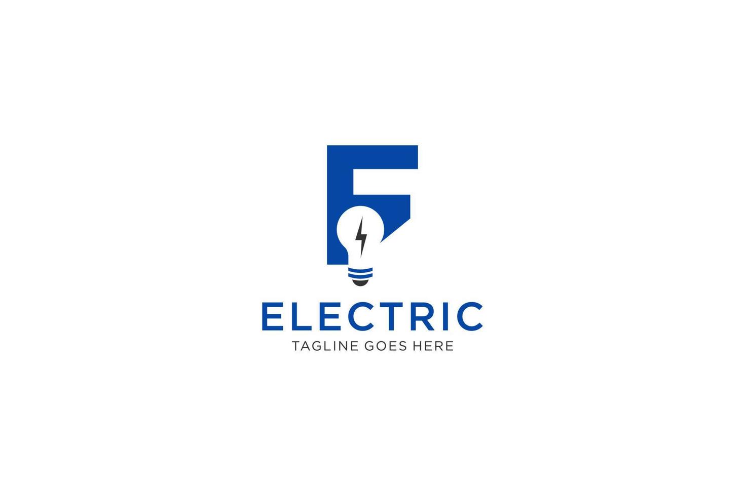 création de logo de lettre f avec ampoule et éclair. logo de lettre de boulon électrique. vecteur