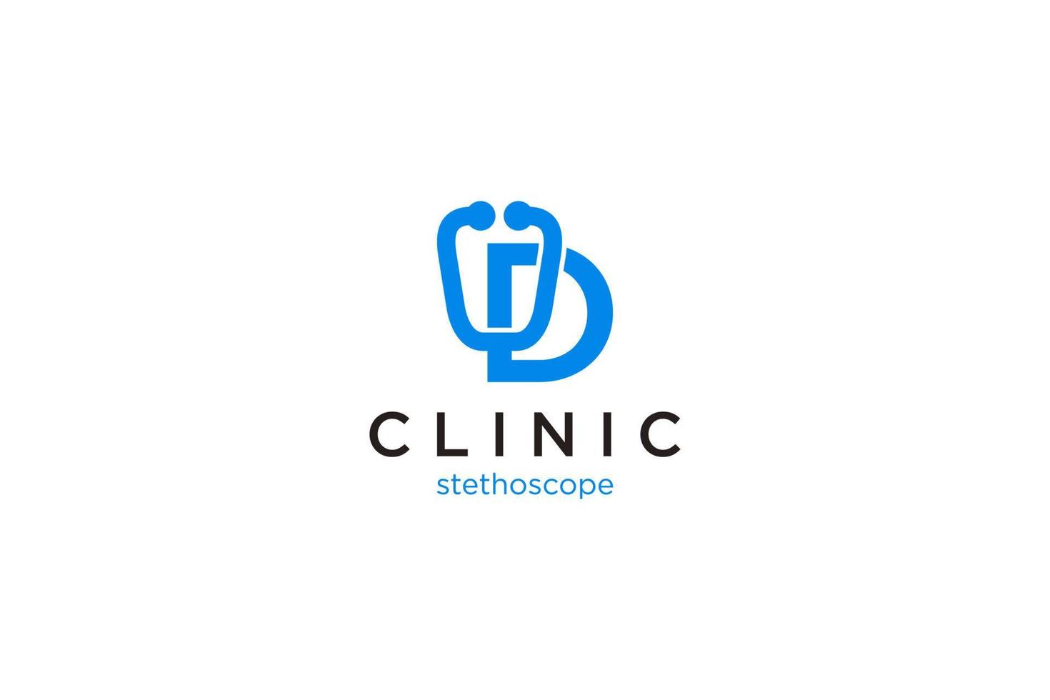 logo lettre d avec stéthoscope pour médecine et pharmacie vecteur
