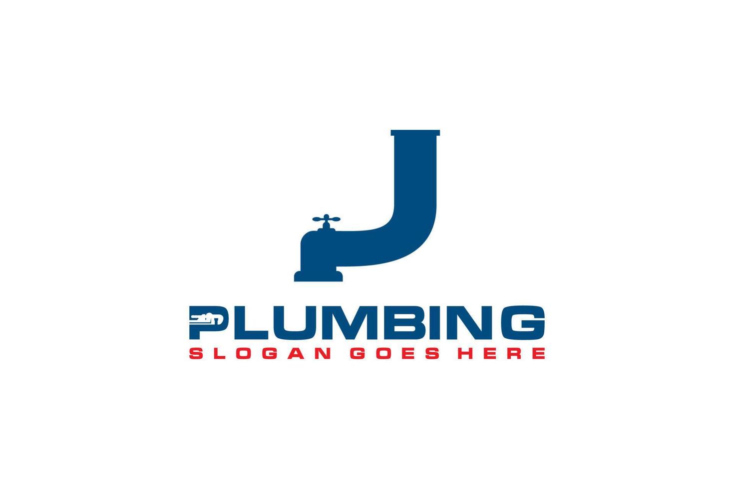 j initial pour le modèle de logo de service de plomberie, vecteur d'icône de logo de service d'eau.