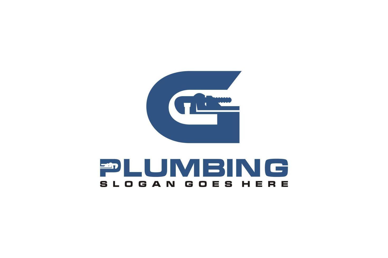 g initial pour le modèle de logo de service de plomberie, vecteur d'icône de logo de service d'eau.