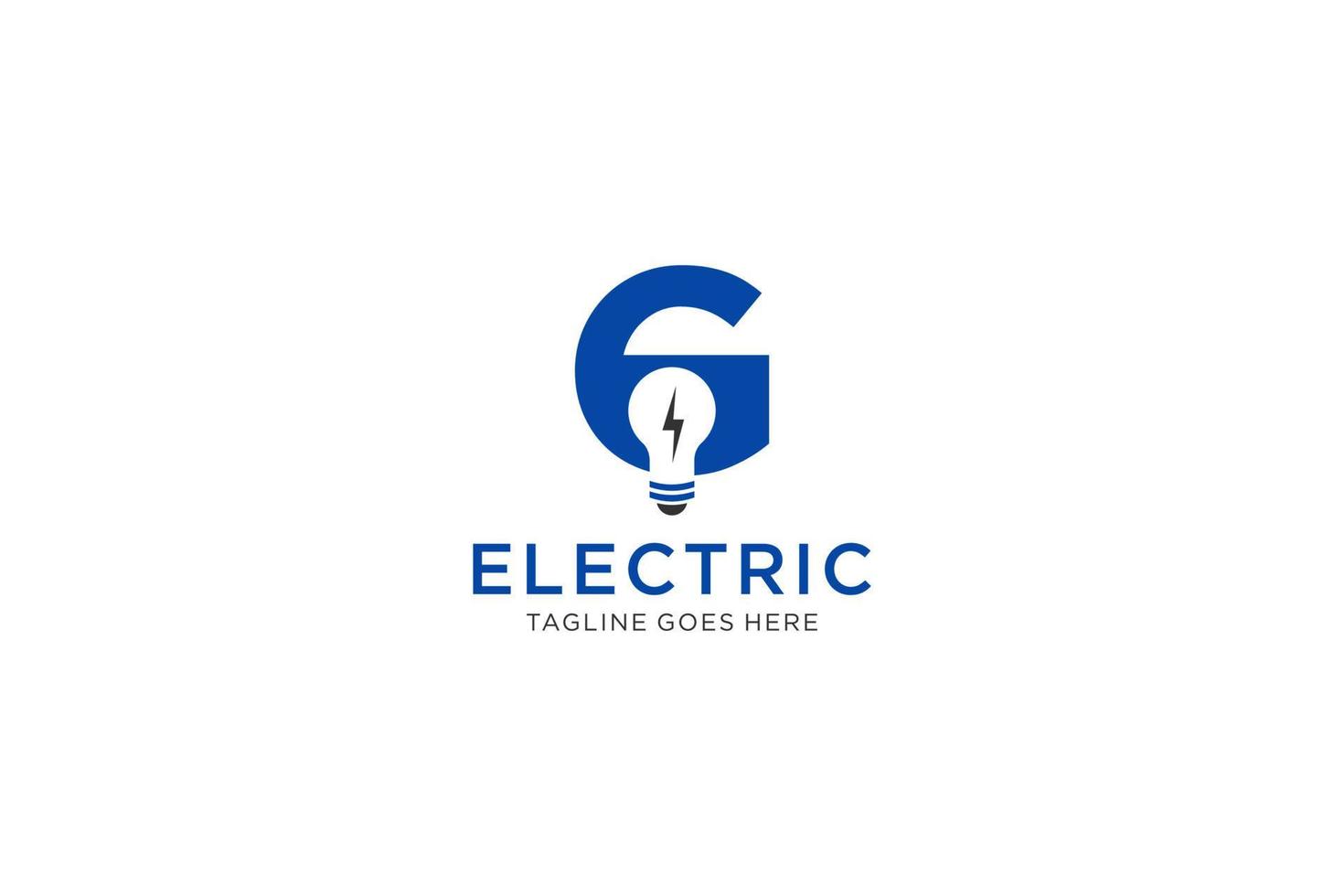 création de logo de lettre g avec ampoule et éclair. logo de lettre de boulon électrique. vecteur