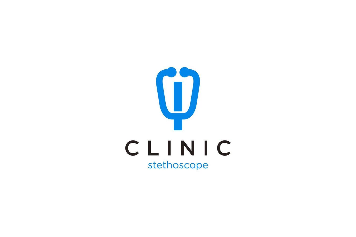 lettre i logo avec stéthoscope pour médecine et pharmacie vecteur
