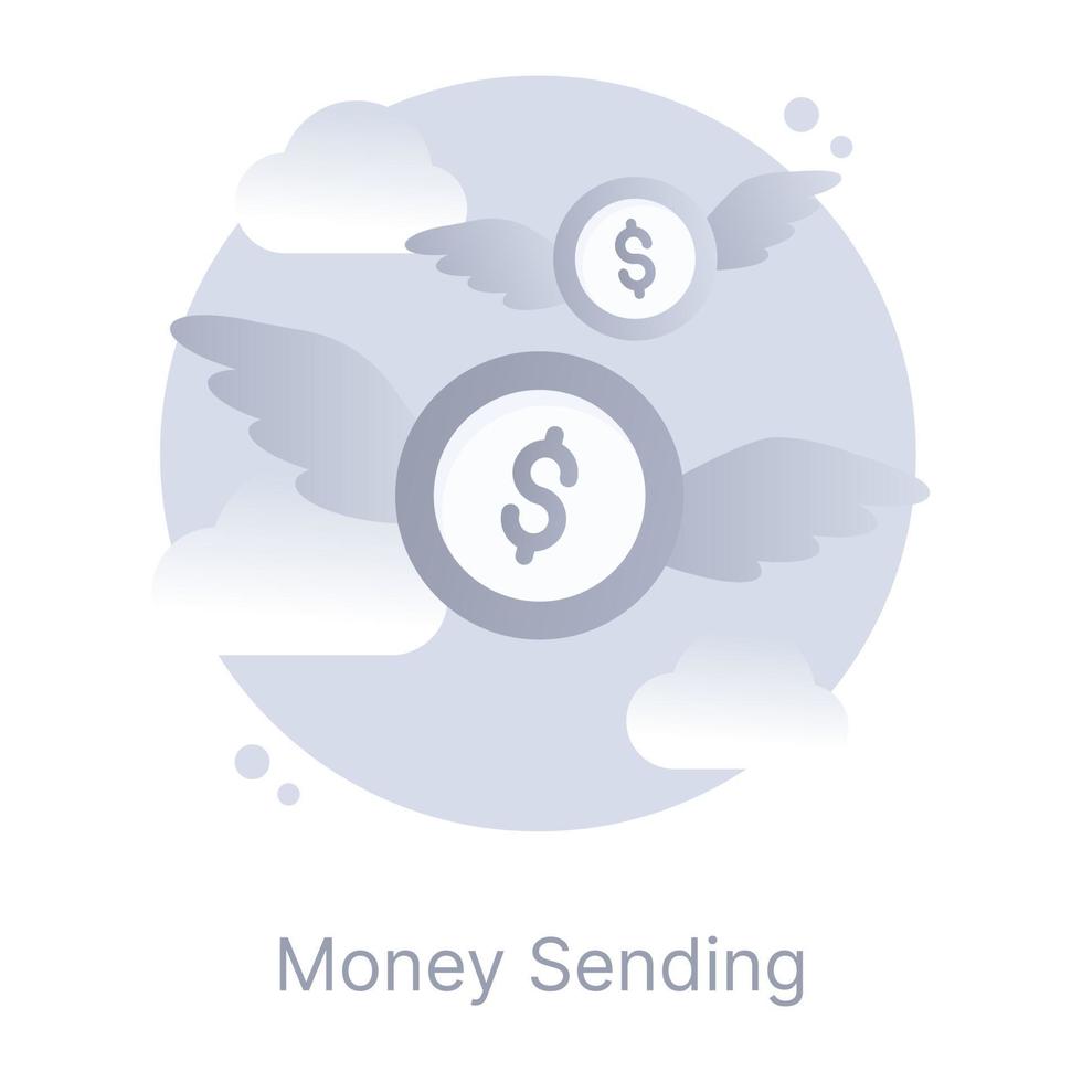 icône de concept d'envoi d'argent dans un design plat moderne vecteur