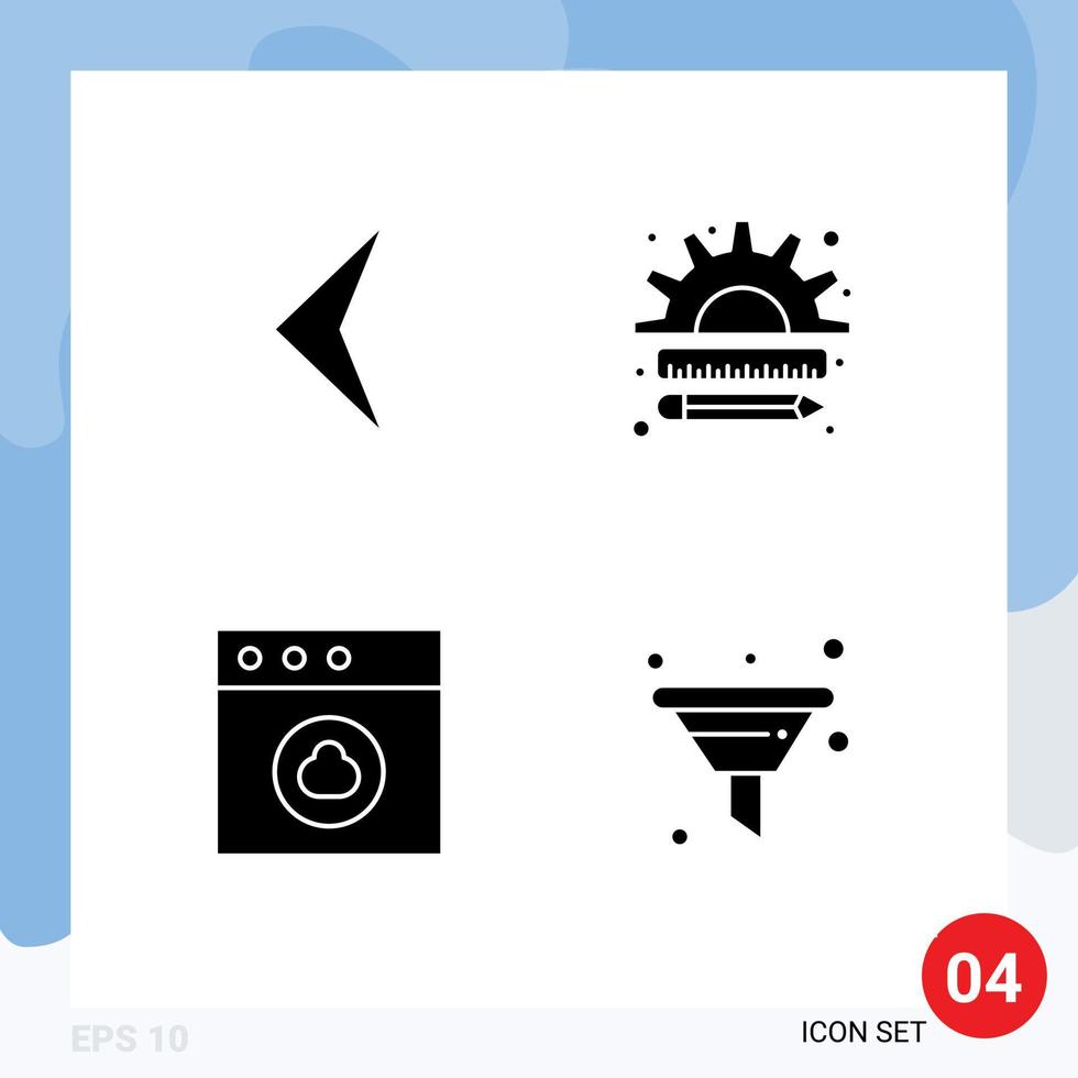 4 interface utilisateur pack de glyphes solides de signes et symboles modernes d'éléments de conception vectoriels modifiables de filtre de gestion d'entreprise de nuage de flèche vecteur