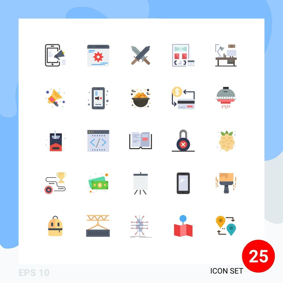 interface utilisateur pack de 25 couleurs plates de base d'optimisation du développement de table développer des éléments de conception vectoriels modifiables par l'application vecteur