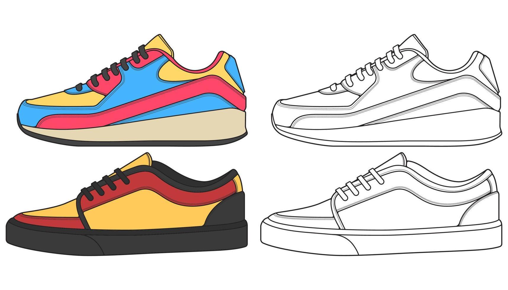 déclencher une chaussure de baskets. concept. conception plate. illustration vectorielle. baskets de style plat. vecteur