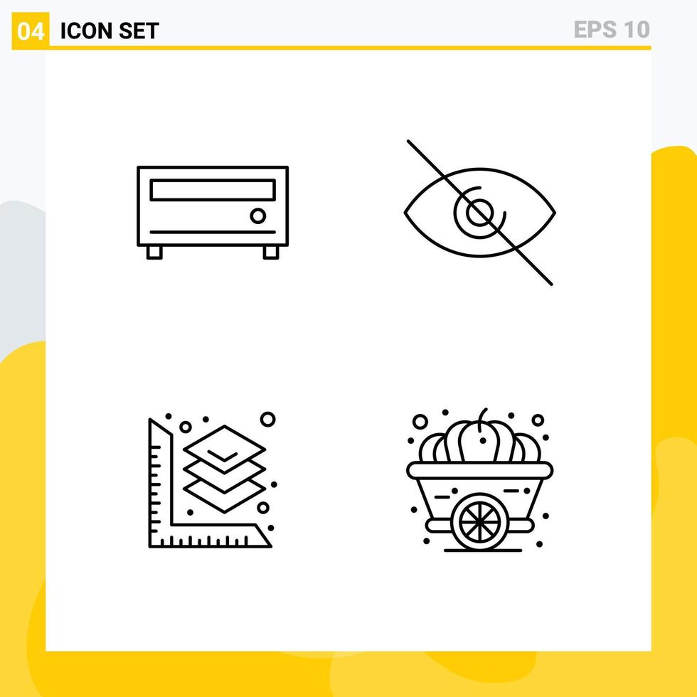 4 pack de ligne d'interface utilisateur de signes et symboles modernes d'amplificateur automne eye scale squash éléments de conception vectoriels modifiables vecteur