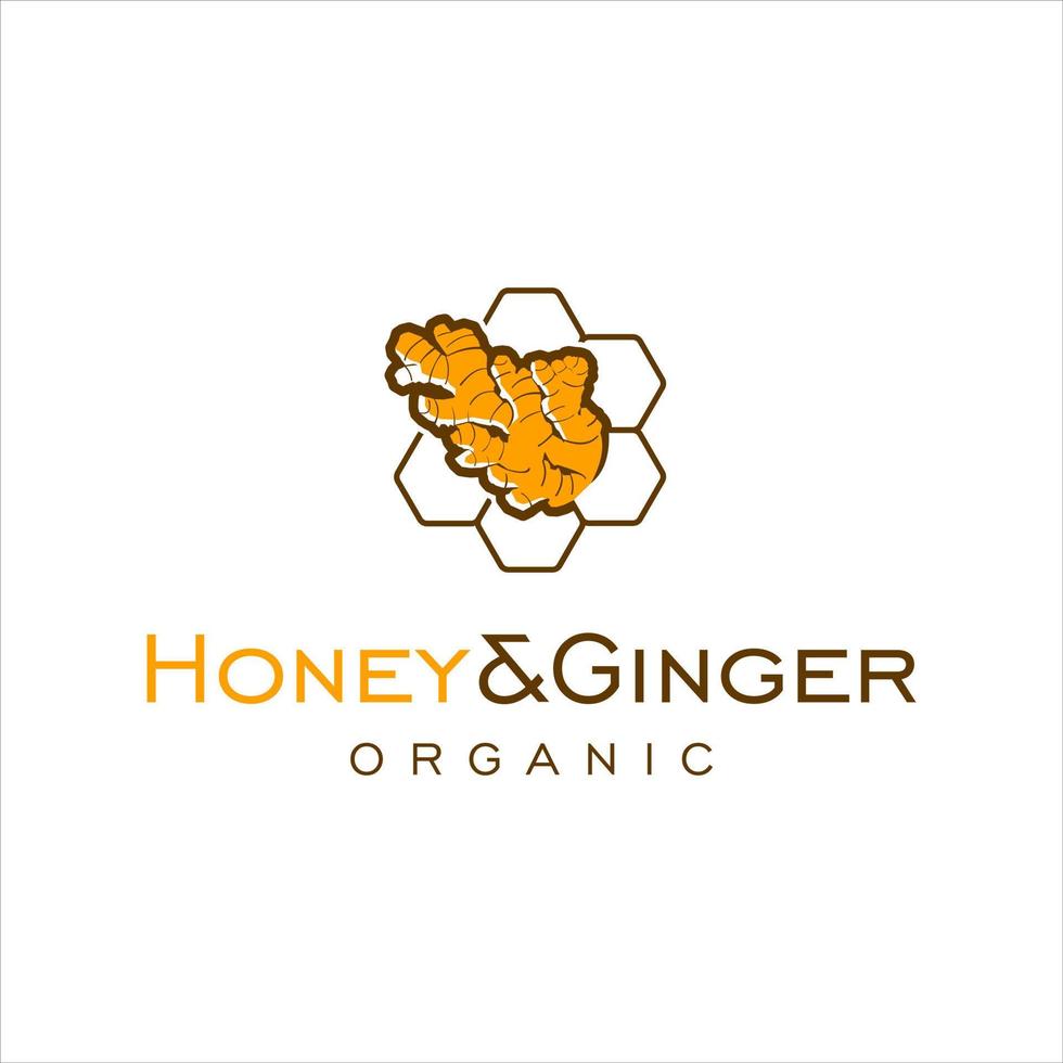 logo miel avec boisson saine design gingembre vecteur