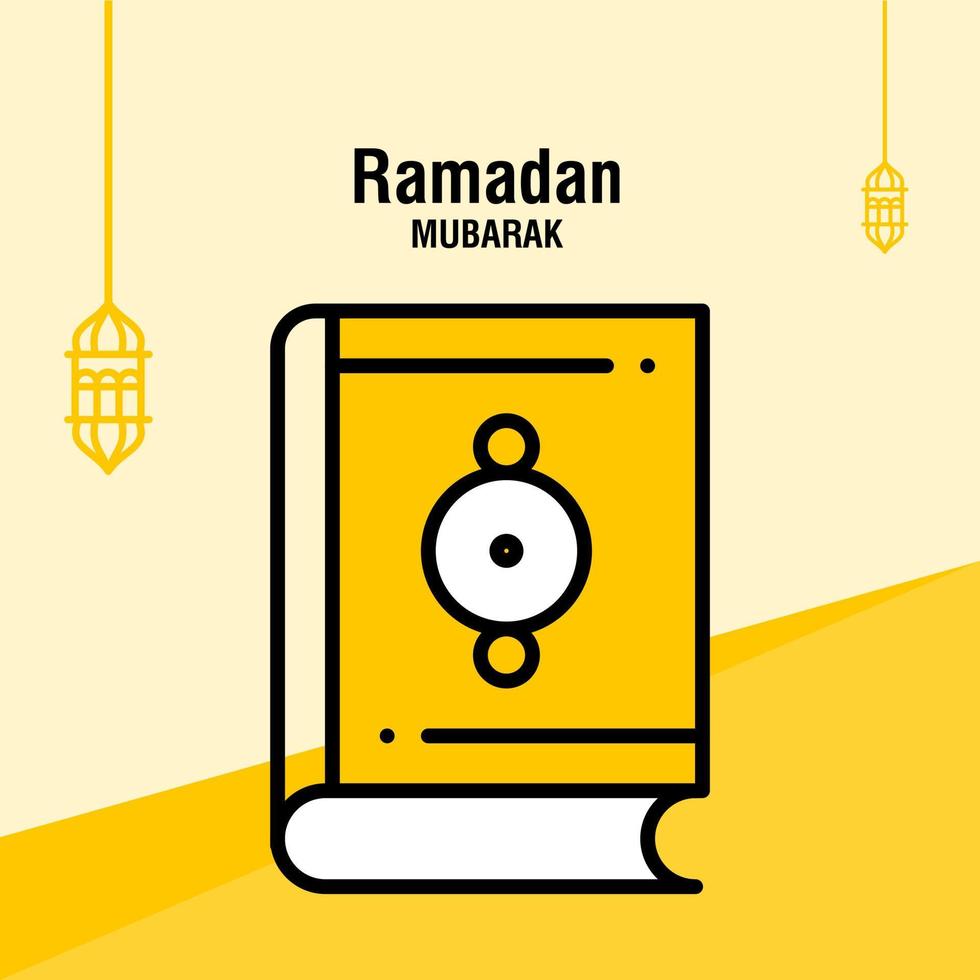 modèle de voeux ramadan kareem croissant islamique et illustration vectorielle de lanterne arabe vecteur